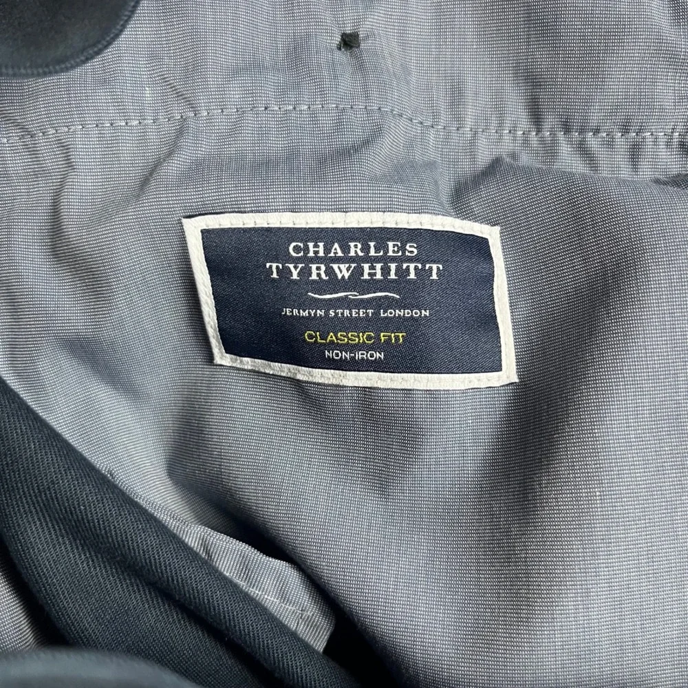 Charles‎ Tyrwhitt Chino Pants Mens 38 Navy Blue Classic Fit Non-Iron Stretch